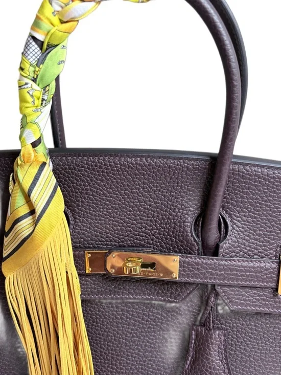 Fringe Handbag Wrap/ Scarf in Color: Golden - Picture 4 of 7